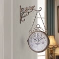 thumbnail image 1 of DENEST 7.7-Inch Retro Wall Clock Double Sided Central Station Hanging Clock Iron Decor, 1 of 10