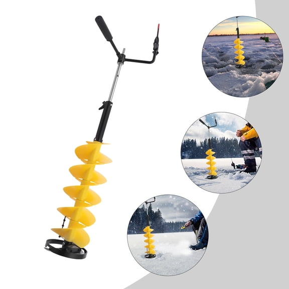DENEST 8" Ice Drill Auger Bit & Adjust 14" Extension Rod Electric Drill Clips Ice Fish