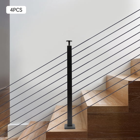 DENEST Adjustable 30 Angle Cable Railing Post, 36"x2"x2", Stainless Steel with Black Finish