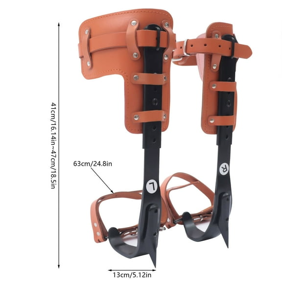DENEST Adjustable Tree Climbing Spike Set Pole Climbing Spurs Steel Climber Strap Gaffs
