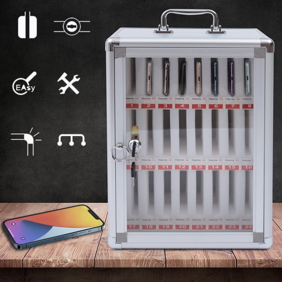 DENEST Aluminum Cell Phones Storage Cabinet for Mobile Phone Wall-Mounted 24 Slots Box