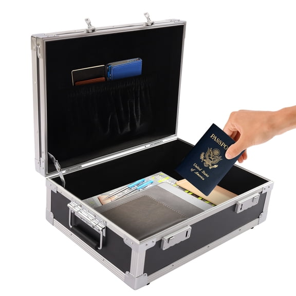 DENEST Aluminum Hard Case Briefcase Toolbox Storage Box Tool Case Black Carrying Case