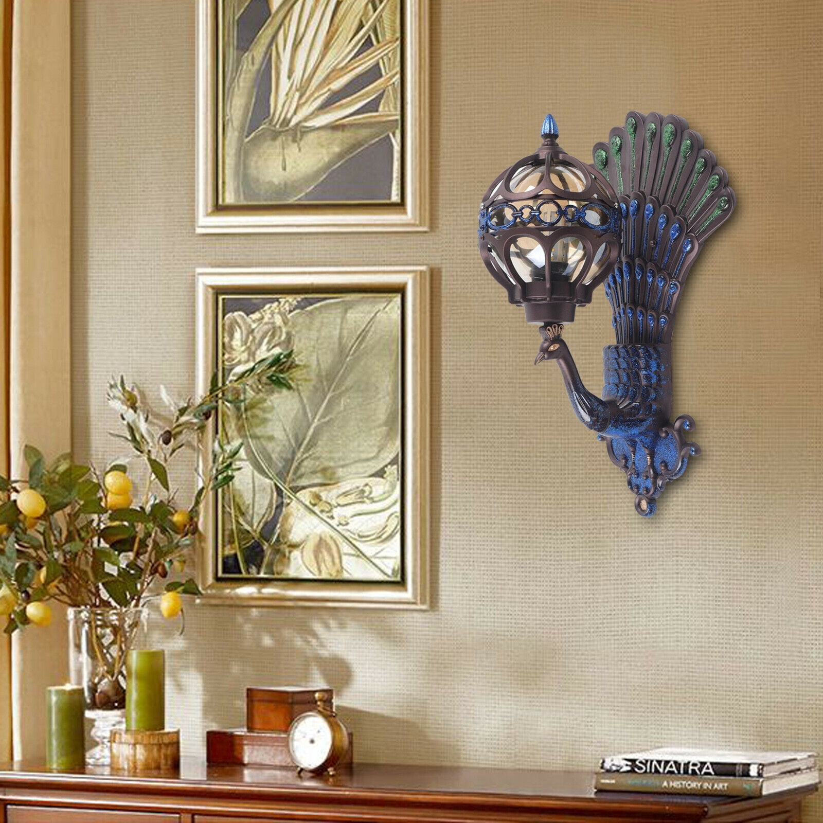 DENEST Antique Wall Mount Peacock Sconce Porch Light Lamp Garden Wall Lighting Fixture