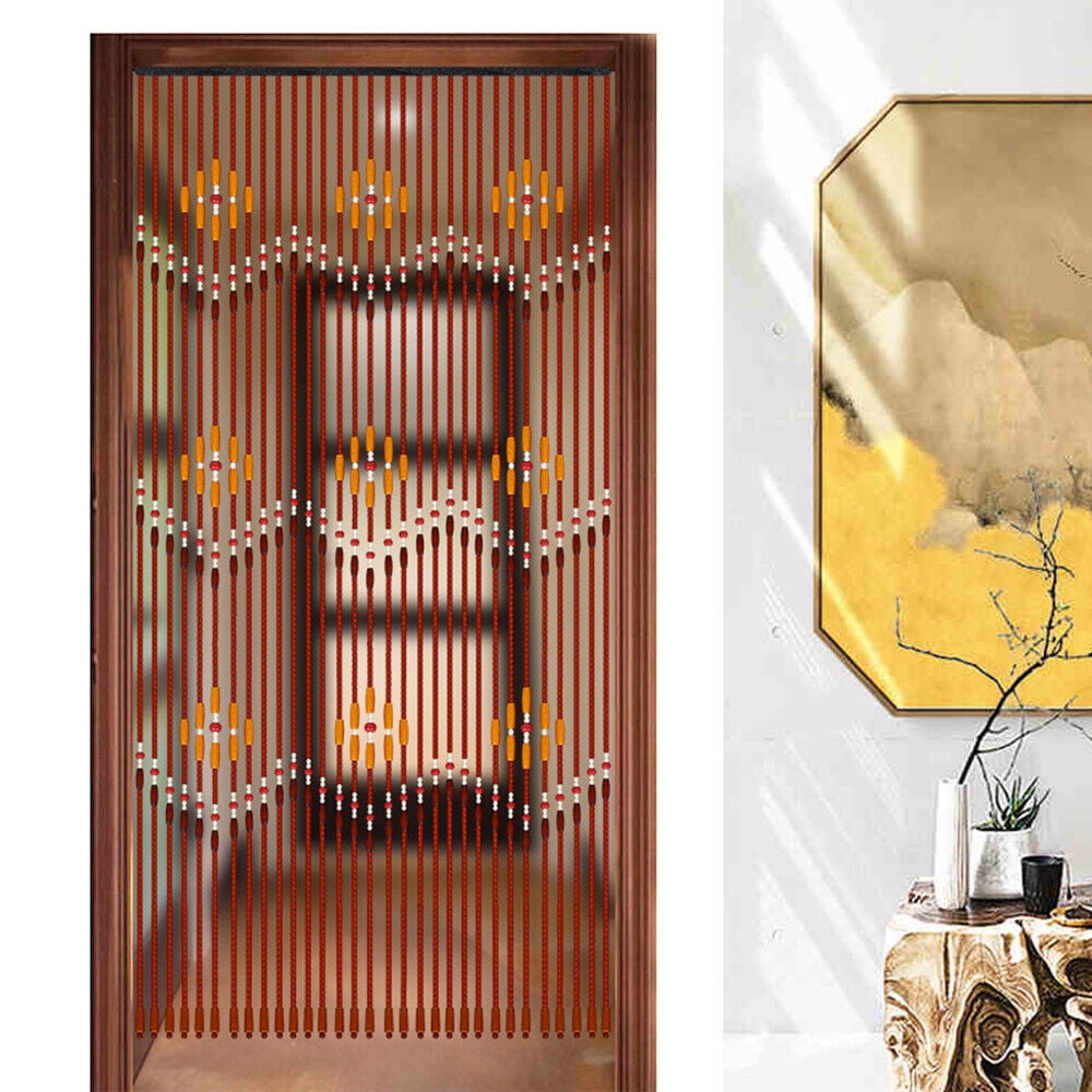 DENEST Bamboo Bead Curtain Doorway String Porch Curtain Wooden Beaded Curtain Screen