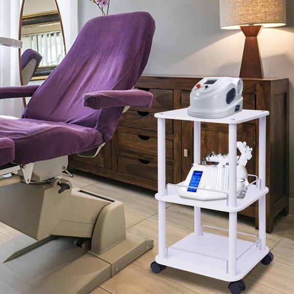 DENEST Beauty Salon Trolley Cart for Spa Facial Machine Rolling Storage Stand Station 360°