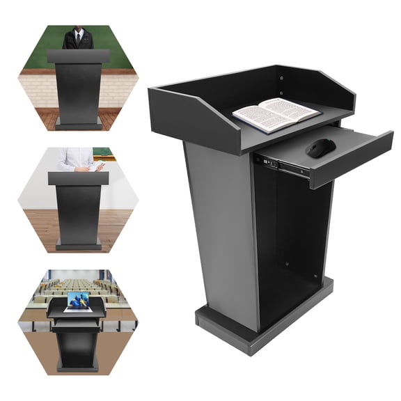 DENEST Black Presentation Stand - Durable Wooden Lectern for Church & Conference