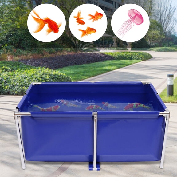 DENEST Canvas Fish Pond Aquarium Fish Water Tank Lobster Breeding Pond W/Drain Valve