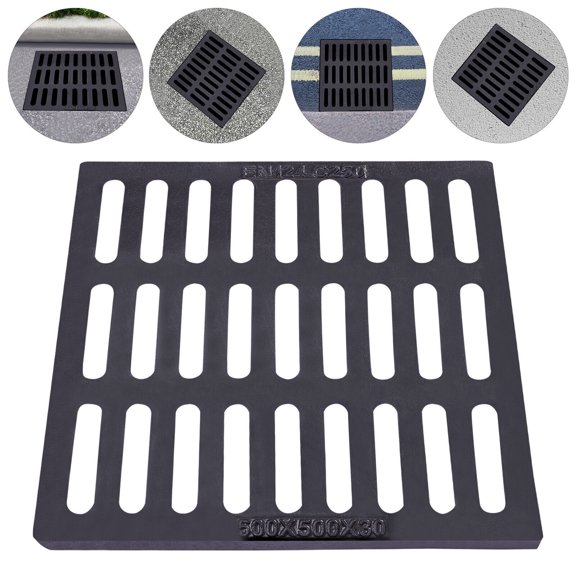 DENEST Cast Iron Grate Drain Sewer Trench Drainage Catch Basin Cover 19.7''x19.7'' New
