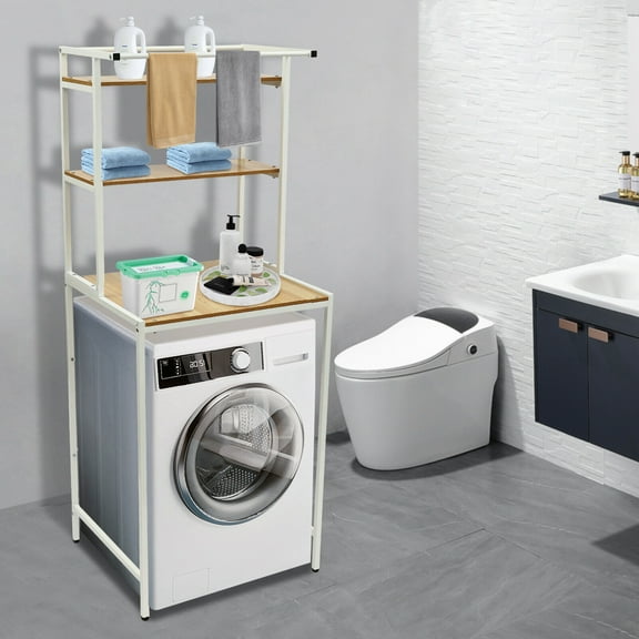 DENEST Clothes Drying Rack Stand Over Washer & Dryer Adjustable Storage Shelf Bathroom