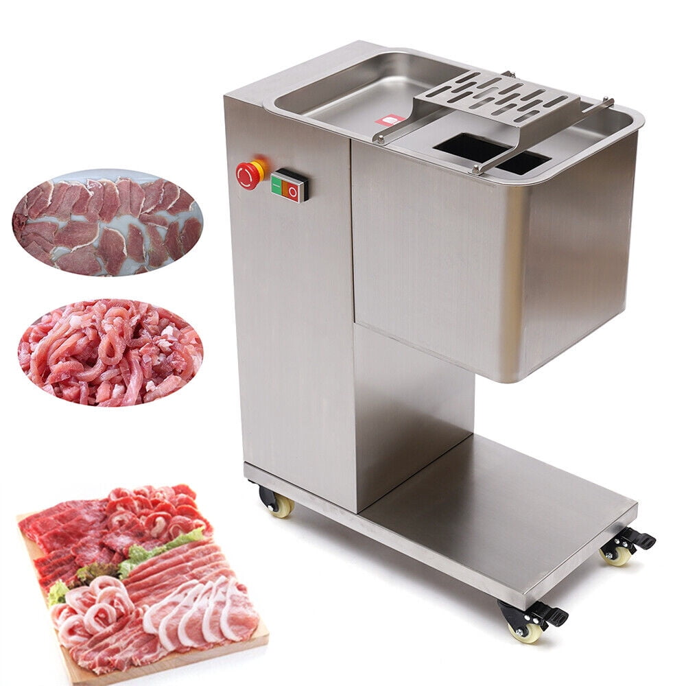 Denest Commercial Meat Cutting Machine 550W 3mm Meat Cutter Slicer 500kg/h Silver Color