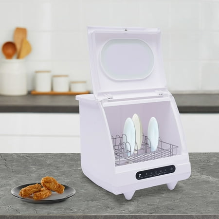 DENEST Portable Dishwasher Countertop, Compact Dishwashers with 5L Built-in Water Tank & Inlet Hose, 5 Washing Programs, 12 High-Performance Spouts