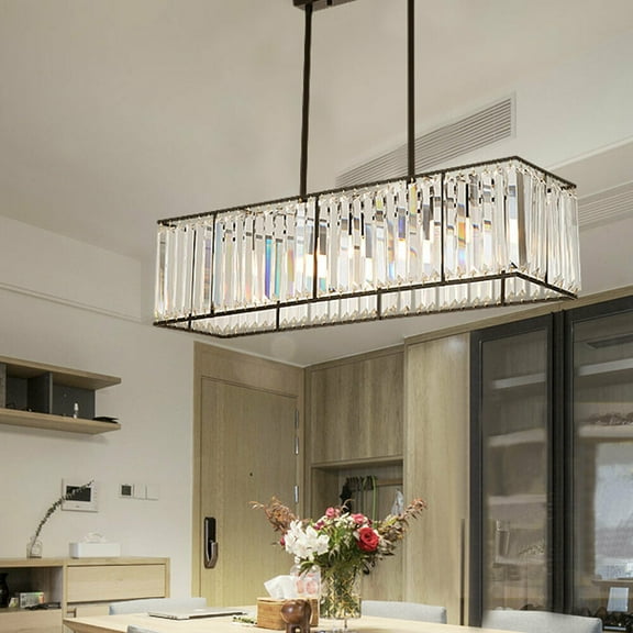 DENEST Creativity Crystal Chandeliers Lighting Pendant Ceiling Lights Rectangle 4-Lights