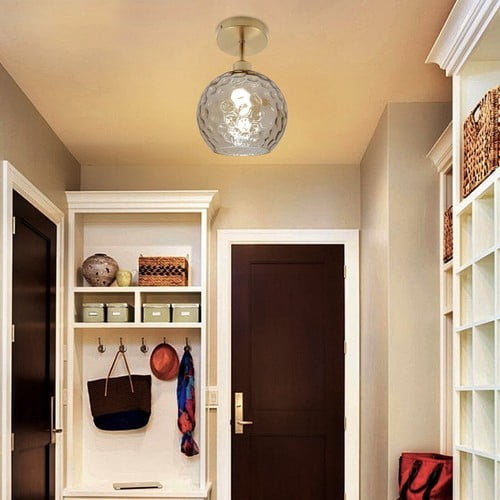 DENEST E26 Lamp Round Shape Ceiling Light Fixture, Modern Ceiling Mounted Indoor Lamp