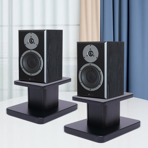 DENEST Elegant Black Walnut Speaker Stands for Bookshelf or Desktop Use