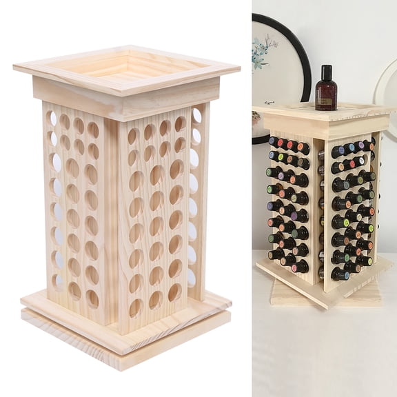 DENEST Essential Oil Holder Display 8 Tier Wooden Rotating Storage Display Stand, Jewelry Towers