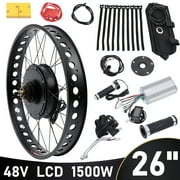 DENEST Fit 26" 48V 1500W E-Bike Fat Tire Bicycle Rear Wheel Hub Motor Conversion Kit