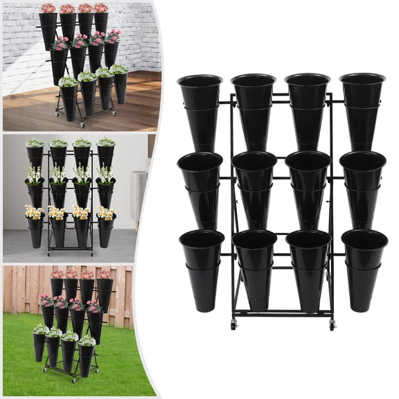 DENEST Flower Display Stand, 3-tier Flower Holder, Flower Display Stand with 12 Pieces