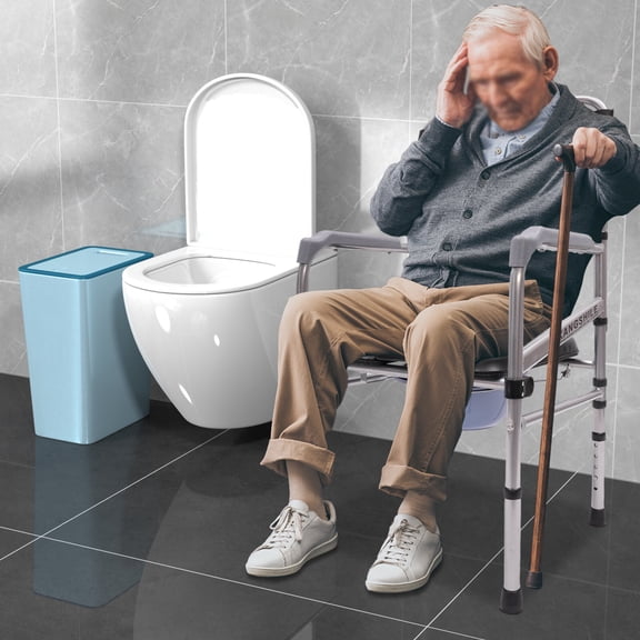 DENEST Foldable Shower Chair Bath Safety Seat Shower Folding Toilet Seat with Commode