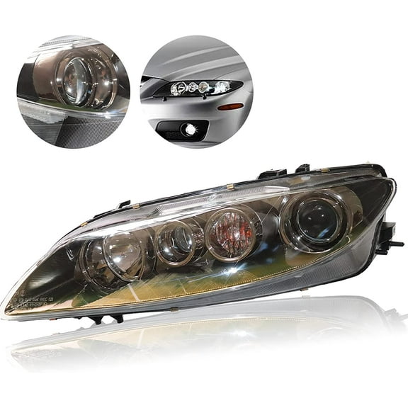 DENEST For 2006 2007 2008 Mazda 6 Halogen Projector Headlight Headlamp Assembly Replacement OEM Black Housing Clear Lens Driver Left Side