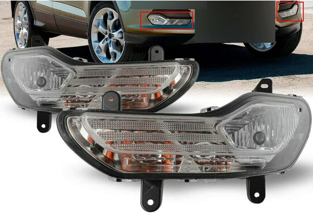 DENEST For 2013 2014 2015 2016 Ford Escape Fog Light Assembly, Driver and Passenger Side Bumper Fog Light Lamp Left+Right Clear Lens Bumper Fog Light Lamp