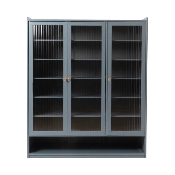 DENEST Freestanding Shoe Rack Storage Cabinet Entryway Closet Book Shelf Organizer w/ Doors, Haze Blue