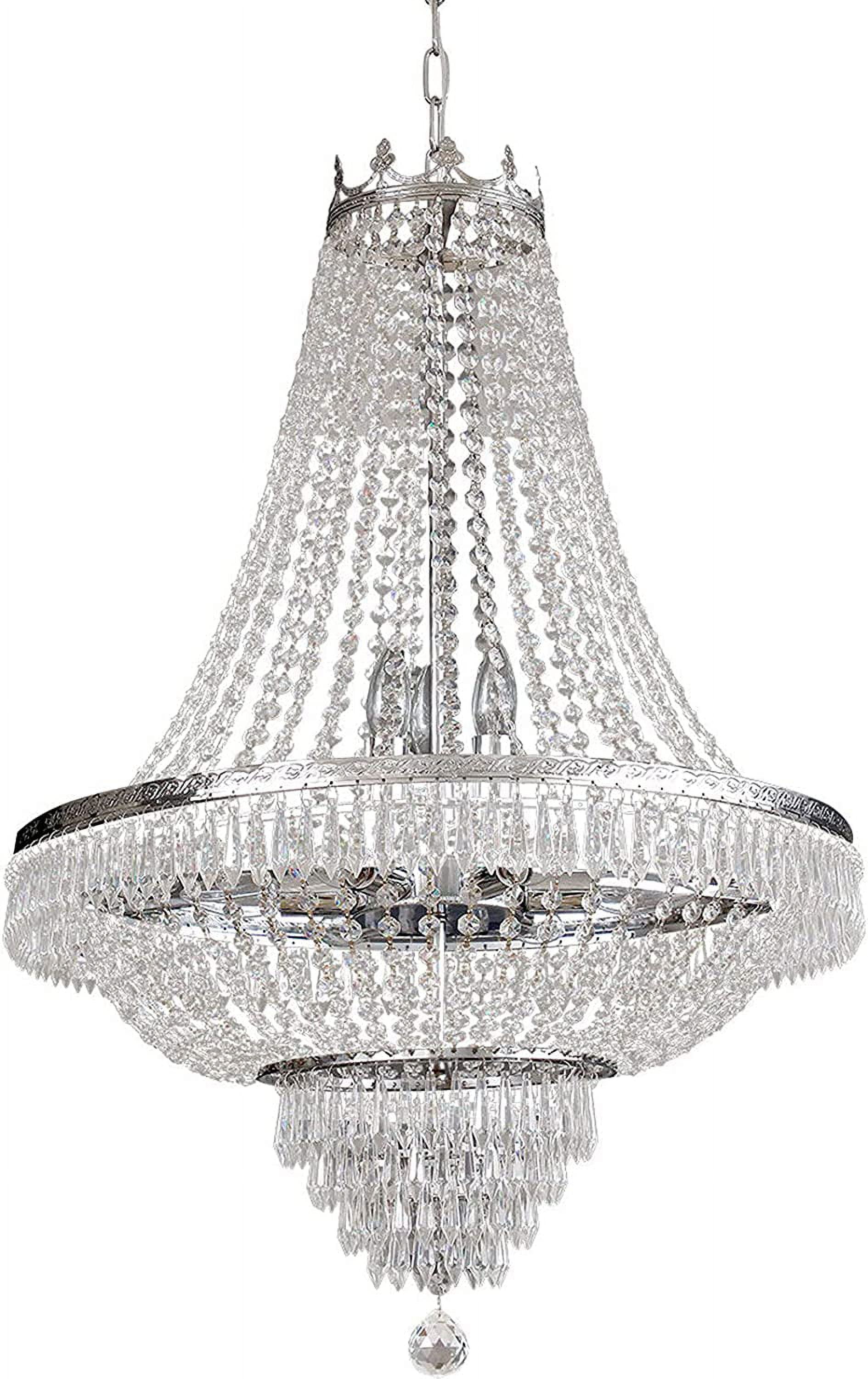 DENEST Modern French Empire Silver Electric Adjustable Crystal Pendant Chandelier