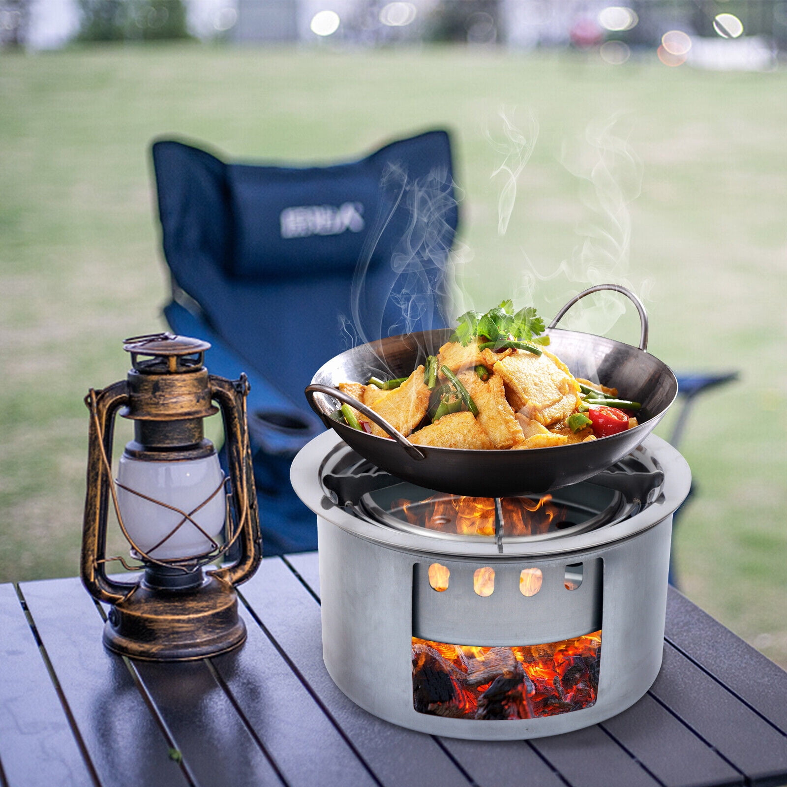 DENEST Galvanized Sheet Backpacking Potable Wood Burning Stove for  Picnic,Camp Hiking - Walmart.com