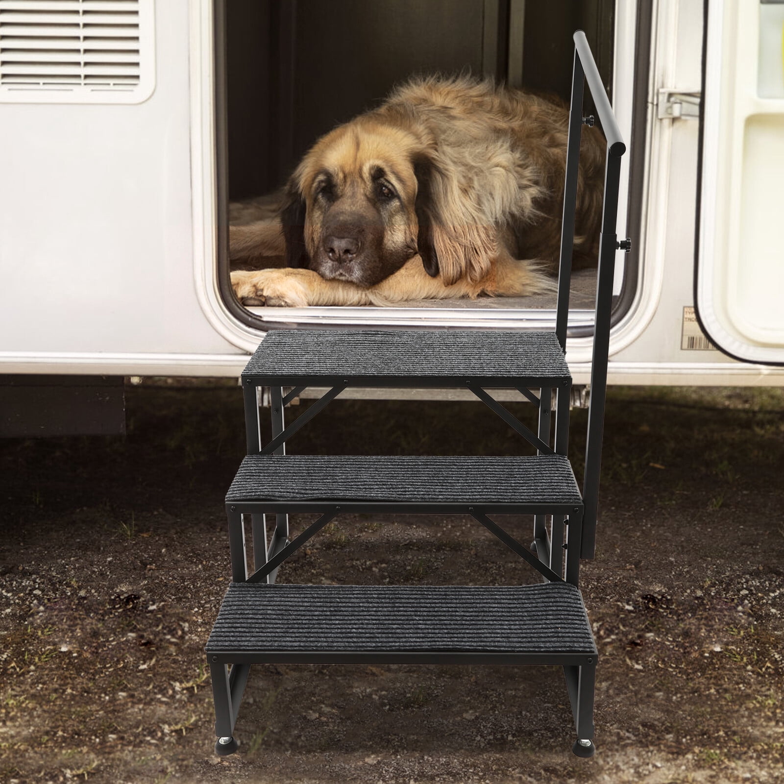DENEST Heavy Duty 3-Step RV Step Ladder with Non-Slip Steps & Handrail ...