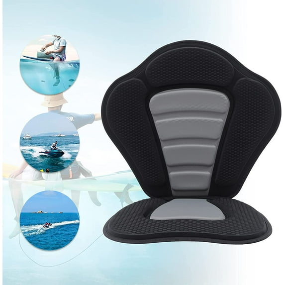 DENEST Kayak Seat Back with Storage Bag - Universal Sit-On-Top Black Deluxe Padded Fishing Boat Seat Deluxe Padded Kayak Seat Fishing Boat Seat Cushion Backrest