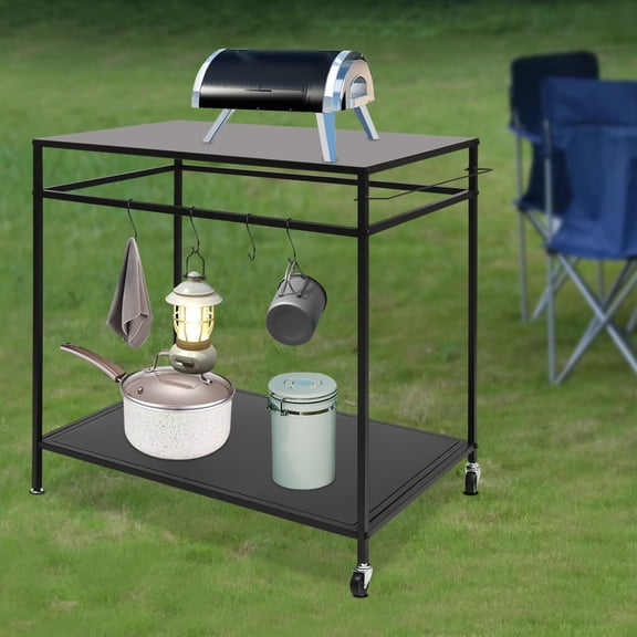 DENEST Kitchen Prep Table BBQ Grill Bar Cart Outdoor Griddle Cooking Stainless Steel US