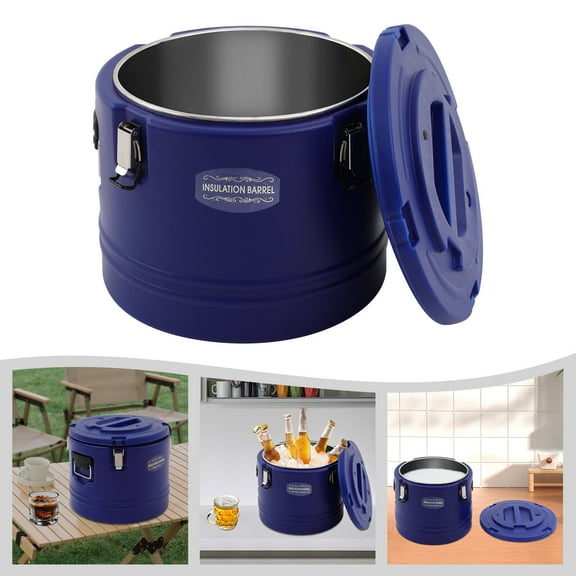 DENEST Large Insulated Food Container,8 Gallon Portable Commercial Food Warmer Insulated Soup Container Cold Hot Box for Catering,Stainless Steel Inner Liner
