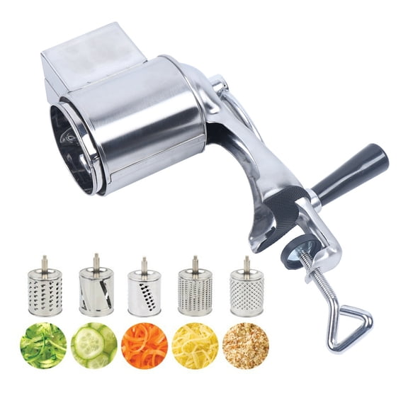 DENEST Manual Kitchen Food Grinder Mills Rotary Drum Cutter Grater