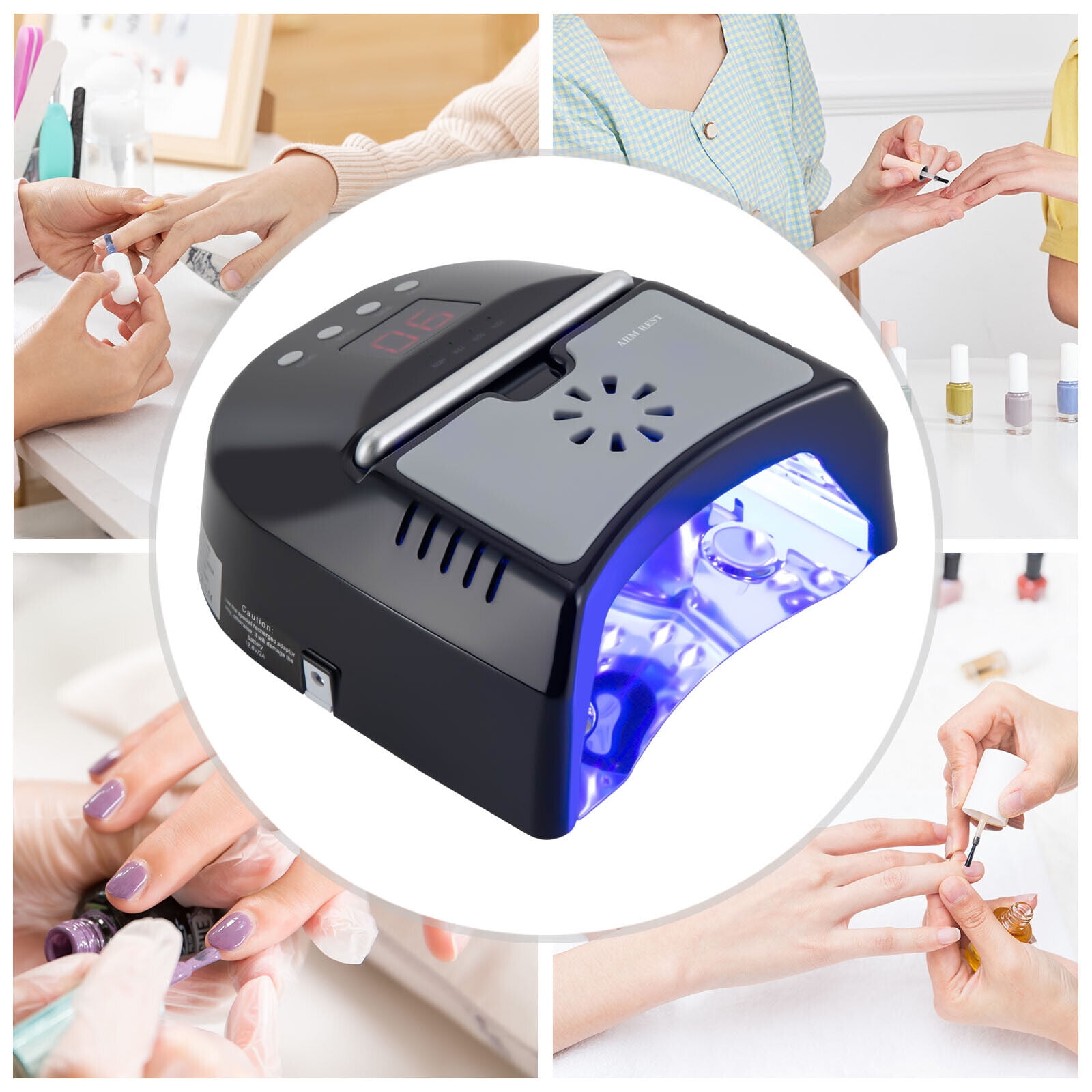 DENEST New 72W Cordless UV LED Nail Lamp Rechargeable Nail Dryer Lamp For Gel Nails+Fan