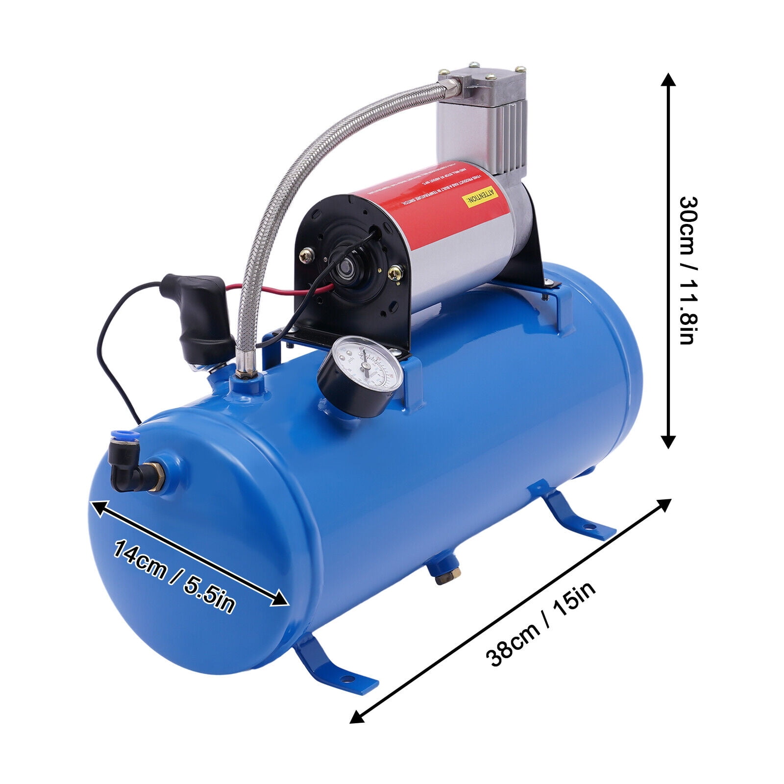 DENEST On Board Air Compressor With 6 Liter Tank 100Psi DC 12V For Vehicle Car Bicycle