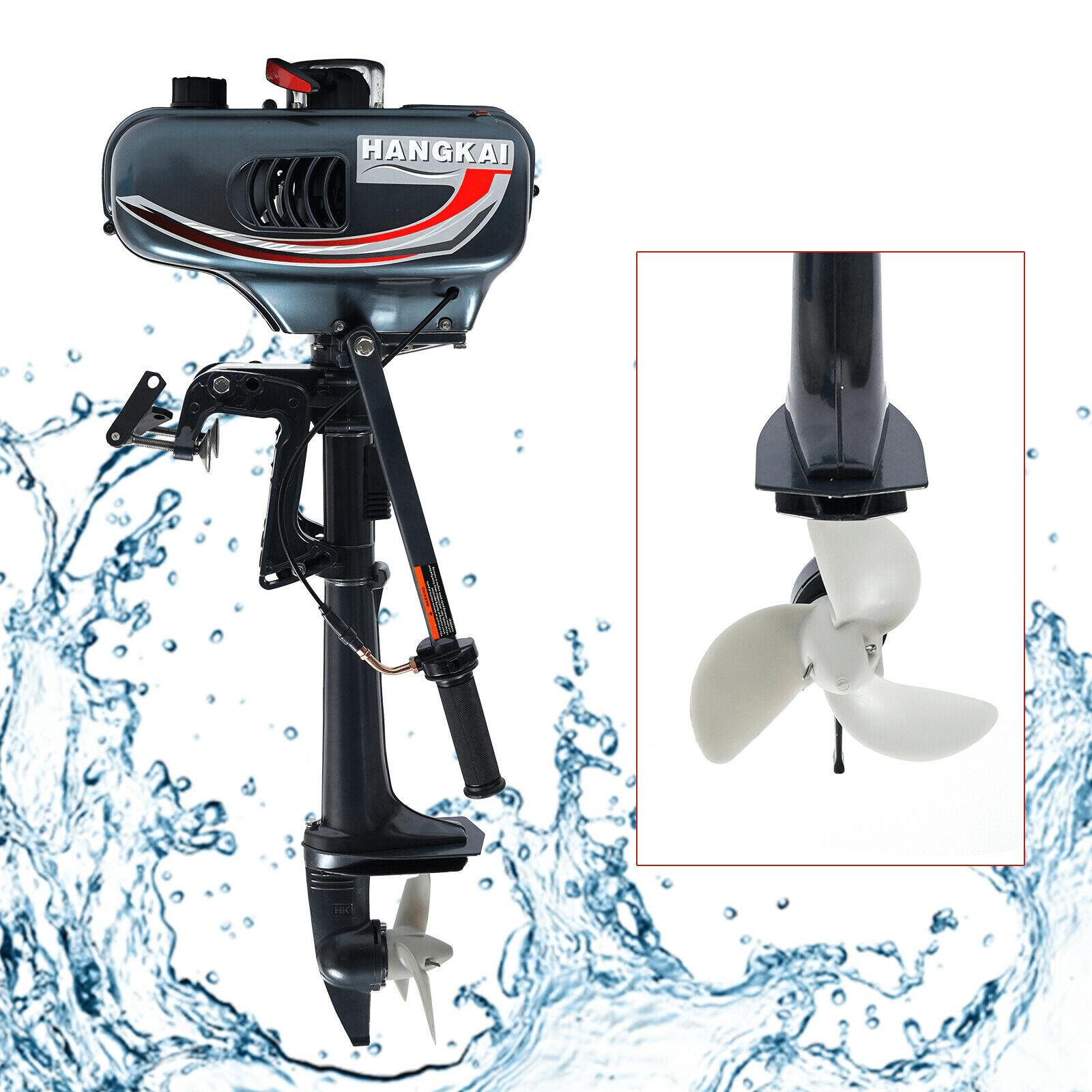 Denest 3.5 HP Outboard Boat Motor Fishing Boat Engine w/Water Cooling Tiller Shaft