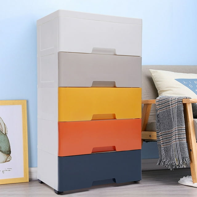 DENEST Plastic 5 Tier Drawer Dresser Shelf Cabinet Storage Home Bedroom ...