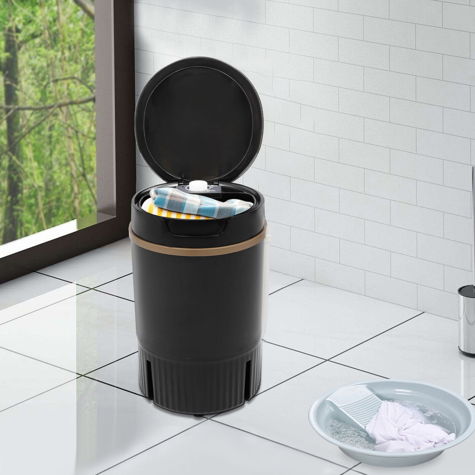 DENEST Portable Mini Washing Machine Washer with Drainage Basket Multi-Functional Black