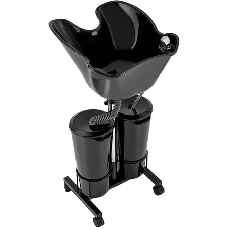 DENEST Portable Plastic Shampoo Unit with Electric Pump | with 2 Bucket and Drain Hoses | Basin Height Adjustable | Barber and Stylist Hair Salon Accessories