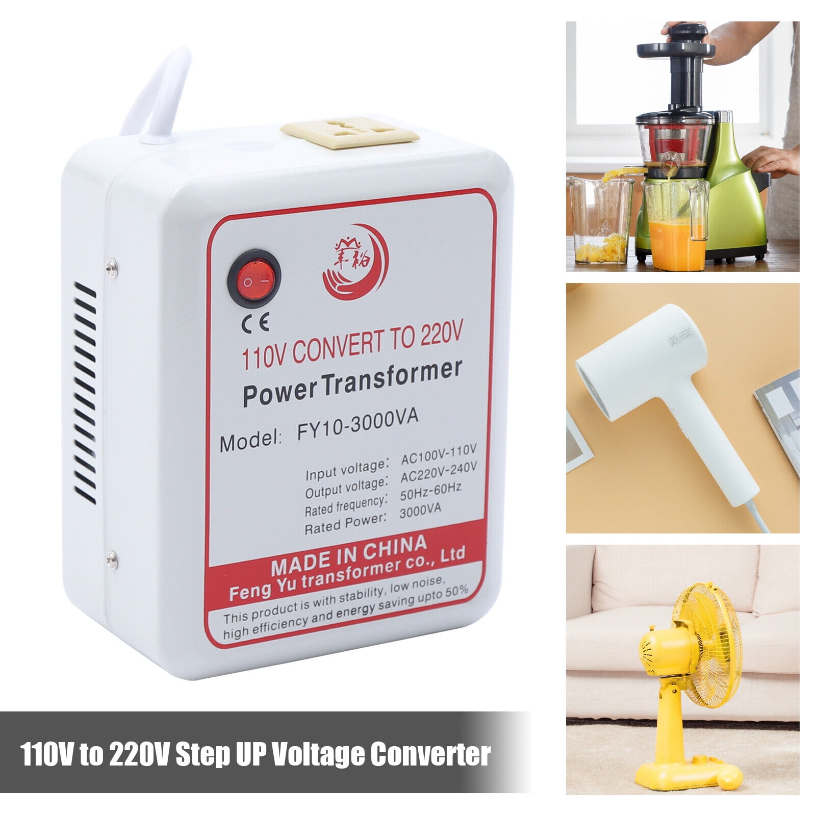 DENEST Power Transformer Step Up Voltage Converter Adapter 3000W 110V-120V / 220V-240V