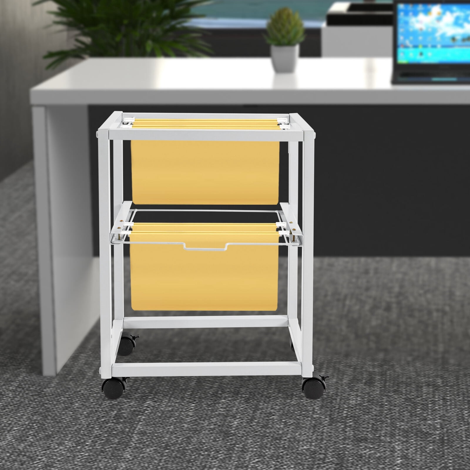 DENEST Pull-out Movable File Carts Rolling Folder Carts 2 Tiers Hanging ...