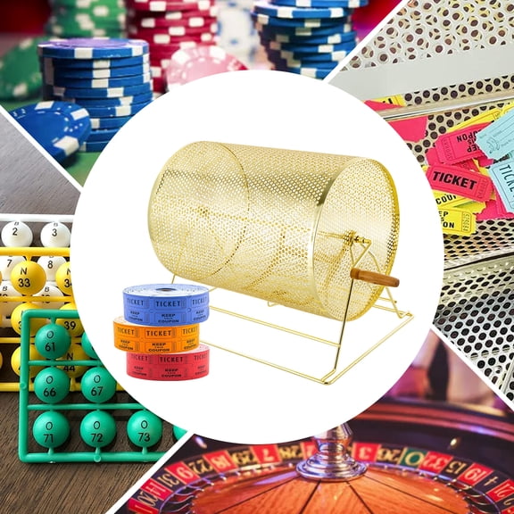 DENEST Raffle Drum, Raffle Ticket Drum Lottery Cage Holds 5000 Tickets,200-300 Ping-Pong Balls,Professional Raffle Drawing Ticket Drum for Game Party