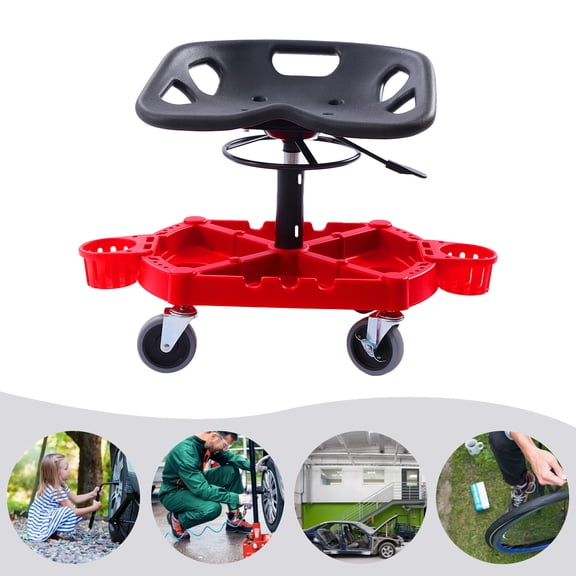 DENEST Rolling Shop Stool Mechanics Work Seat Adjustable Chair Roll Swivel Tool Garage