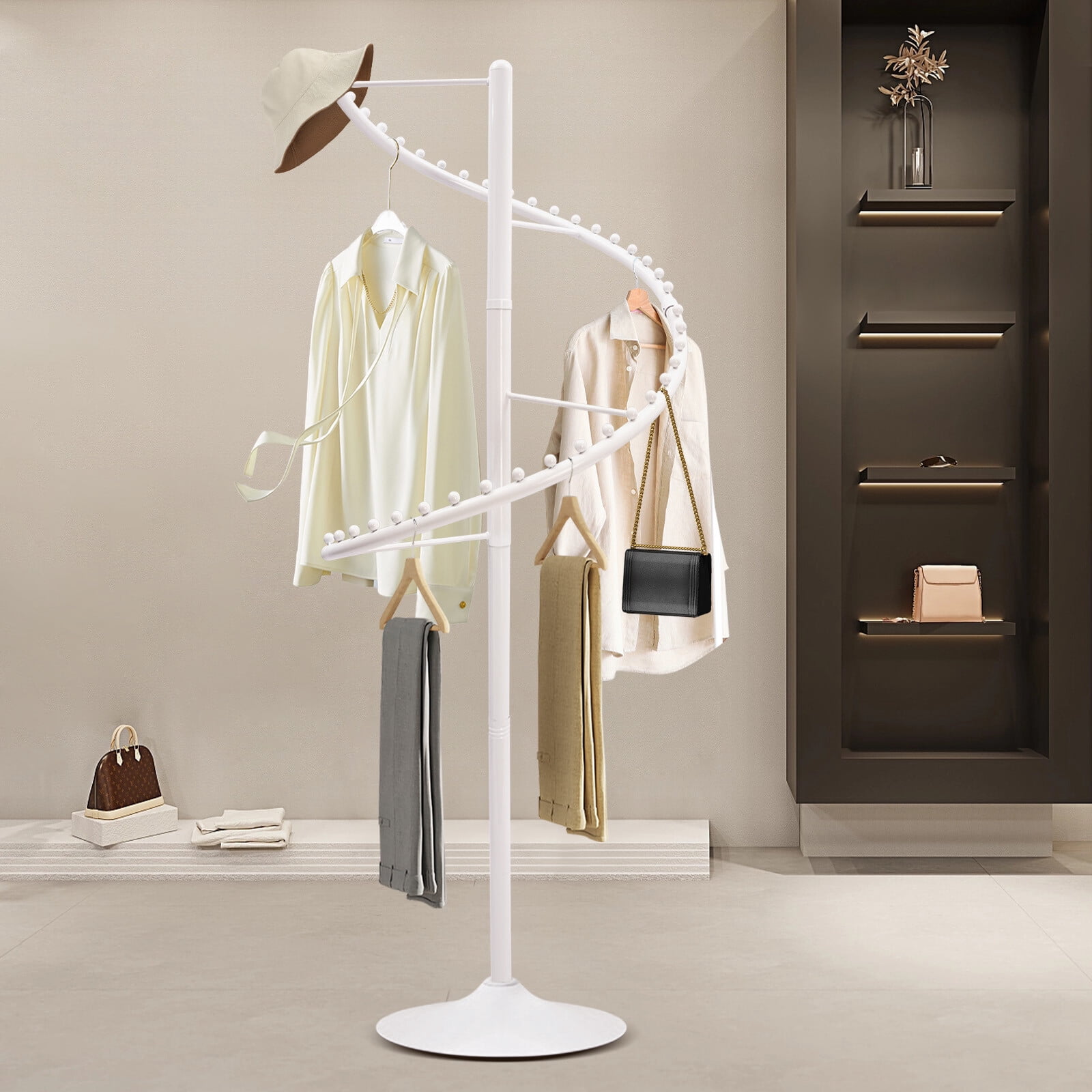 Garment Rack Rotating Conveyor Storage DENEST Spiral Rotating Garment Rack Floor-Standing Display Clothes ...