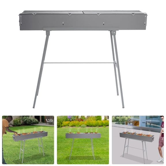 DENEST Stainless Steel Portable Folding Charcoal Grill,Outdoor Charcoal BBQ Grill for Camping,Picnic,Garden,Party, 100 x 80 x 18 cm