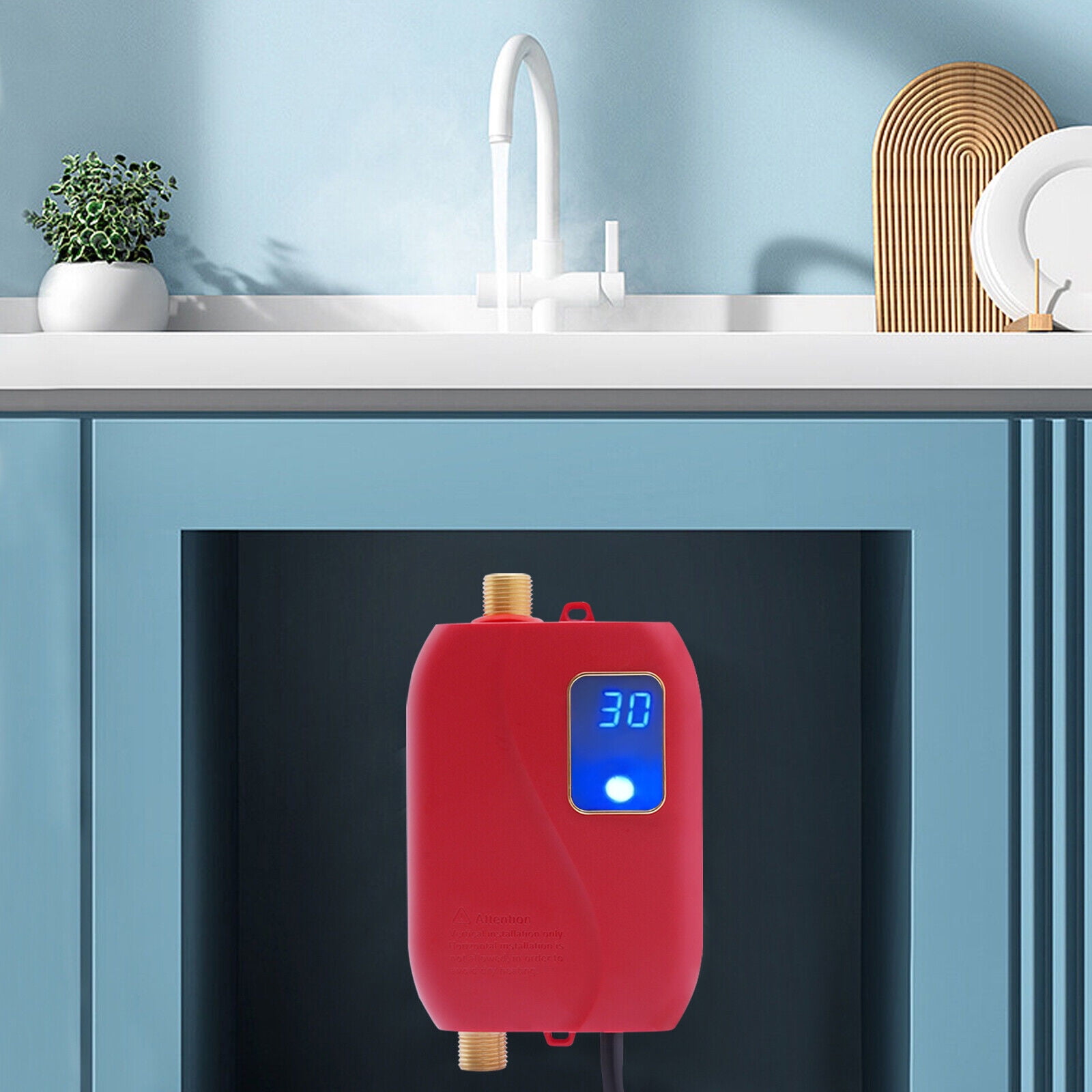 DENEST Tankless Water Heater, 3KW 110V, 35-45℃ Waterproof Outdoor Portable