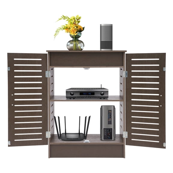 DENEST Ventilated Router Cabinet with Cable Hider Storage for WiFi Modem, Consoles & Electronics