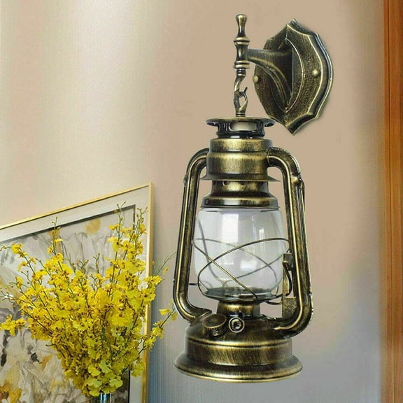 DENEST Wall Lamp, Retro Style Lighting fixtures, Rustic Lantern Lamp Wall Sconce Light, Waterproof(Bronze)