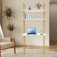 thumbnail image 1 of DENEST Wall Mount Writing Table 3-tier Computer Desk Storage Home Office w/ Power Strip, 1 of 19