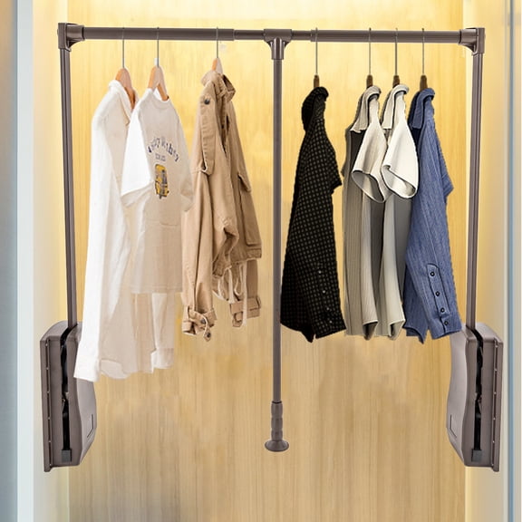 DENEST Wardrobe Organizer Garment Rack Clothes Shelf Metal Pull-down Clothes hanging