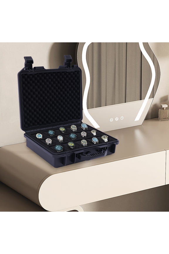 Watch Box Display Case Fit 15 Watch in Custom Foam Travel Watch Case Waterproof